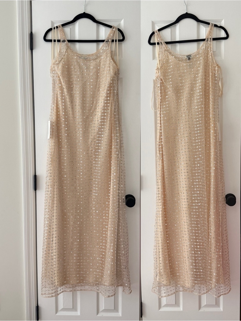 STAUD Aurielle Beaded Tulle Maxi Dress Stardust NEW with tag - Picture 2 of 12